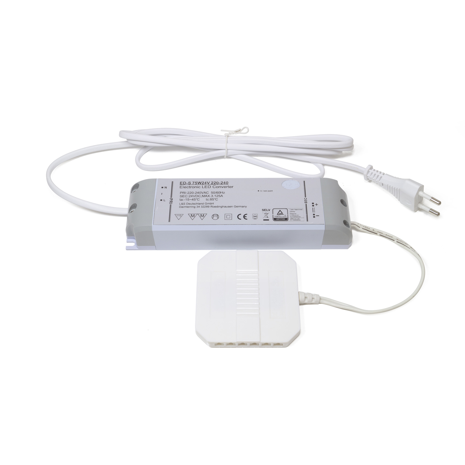 Led konverter 230V/24V 75w 12 verdeler 2m kabel